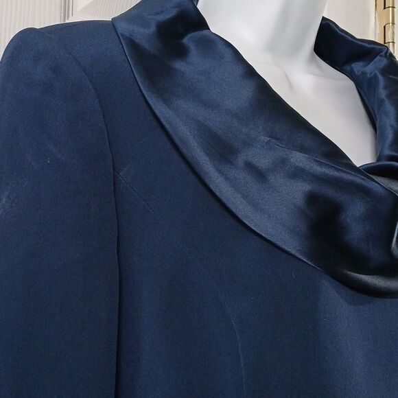 Talbots navy blue pure silk 2 pc formal dress wedding mother of the bride Sz 10P - Picture 5 of 13